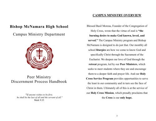 The Peer Ministry Program - Bishop McNamara High School