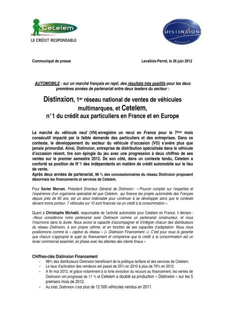 2 ans de partenariat entre Cetelem et Distinxion - BNP Paribas ...