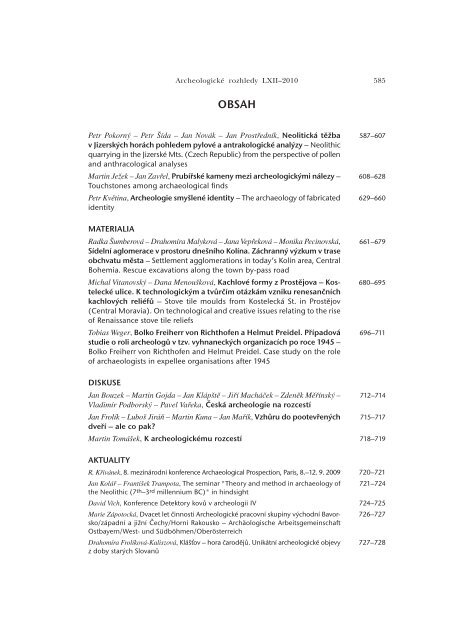 Archeologické rozhledy 2010 - Archeologický ústav AV ČR