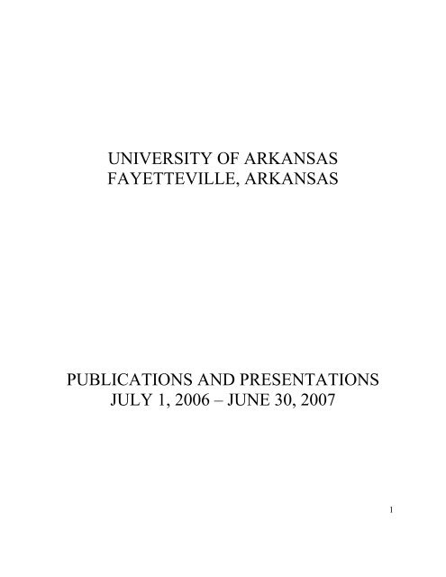 Publications and Presentations 2006-2007 - The Graduate School