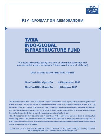 KIM & OD COVER - Tata Mutual Fund