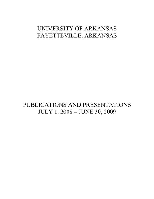 Publications and Presentations 2008-2009 - The Graduate School