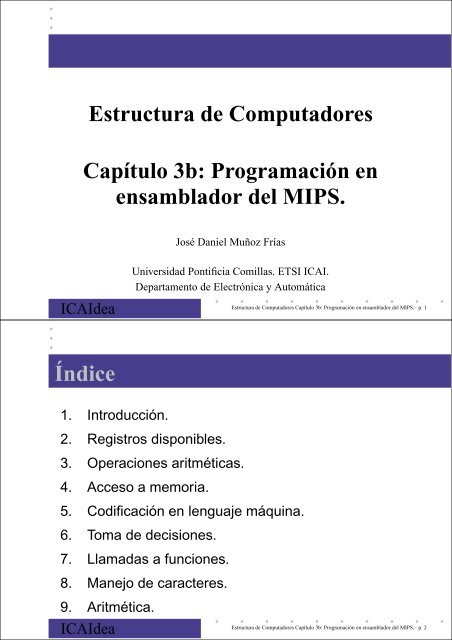 Programación en ensamblador del MIPS. - Departamento de ...