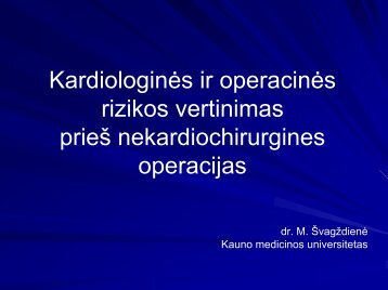 Kardiologinės ir operacinės rizikos vertinimas prieš ne ... - I-Manager