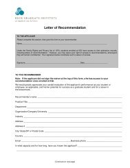 Letter of Recommendation Form - KGI - Keck Graduate Institute
