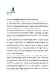 Winners of Rhodes Scholarships for India 2013 ... - The Rhodes Trust