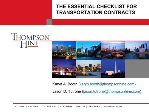 THE ESSENTIAL CHECKLIST FOR TRANSPORTATION CONTRACTS