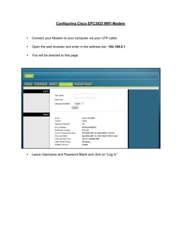 Configuring Cisco EPC3925 WIFI Modem - Melita