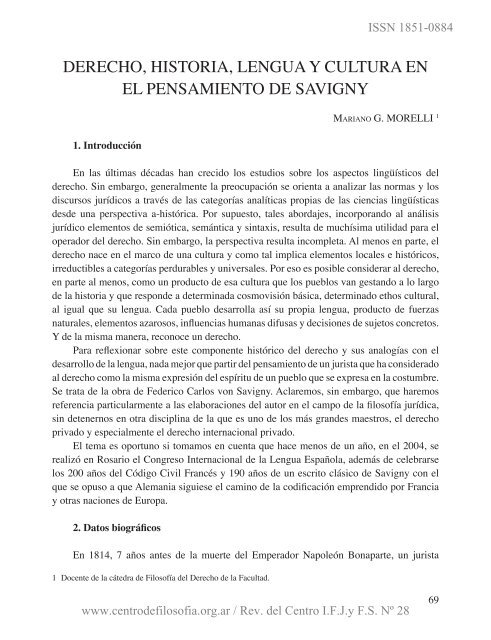 derecho, historia, lengua y cultura en el pensamiento de savigny