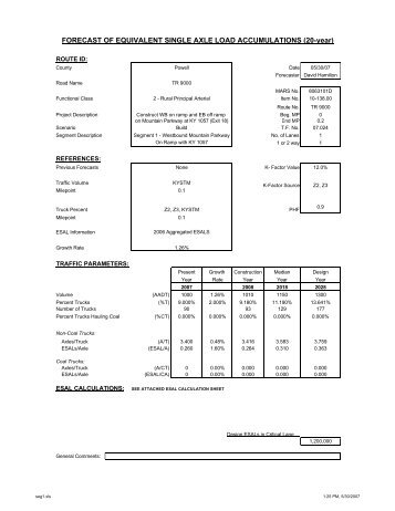 Official ESAL calculation spreadsheet