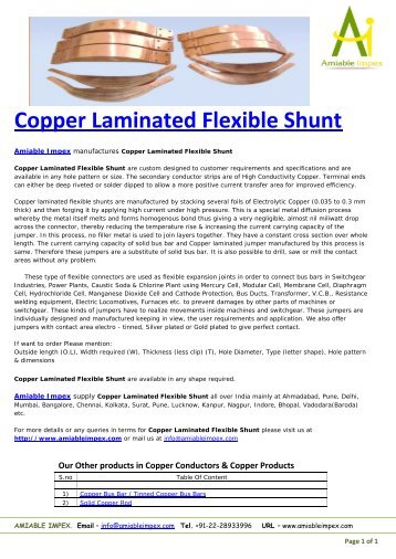 Copper Laminated Flexible Shunt - Amiable Impex
