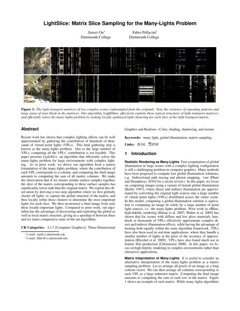 LightSlice: Matrix Slice Sampling for the Many-Lights Problem
