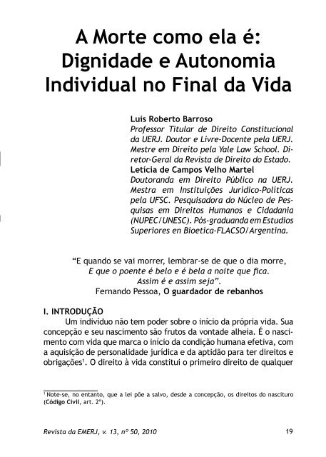 Dignidade e Autonomia Individual no Final da Vida - Emerj