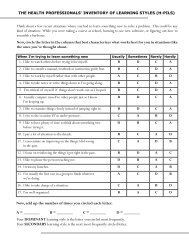 Health Professionals Inventory of Learning Styles (H-PILS)