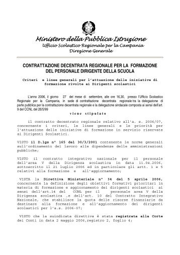 Contratto decentrato regionale per la formazione del personale ...