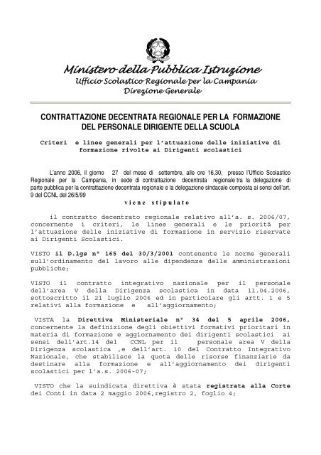 Contratto decentrato regionale per la formazione del personale ...