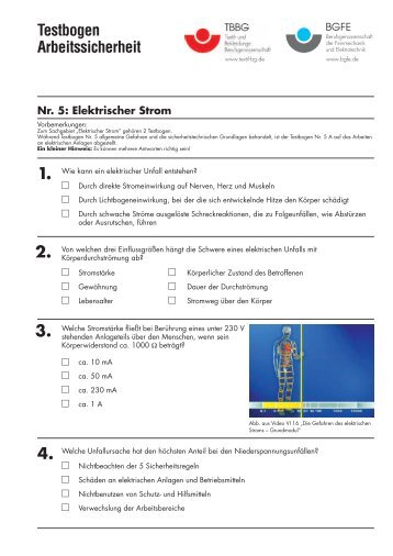 Testbogen Arbeitssicherheit - M/S VisuCom GmbH