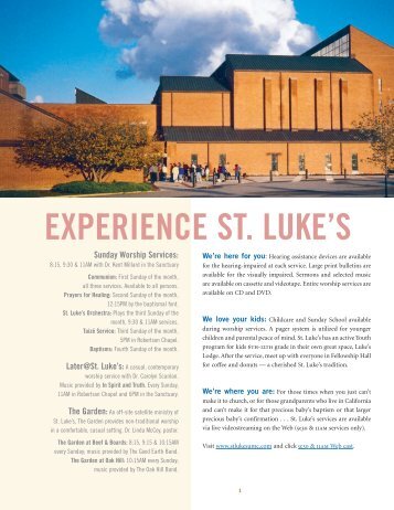 EXPERIENCE ST. LUKE'S - St. Luke's United Methodist Church