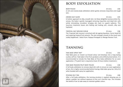 SPA TREAtMENtS - Lower Mill Estate