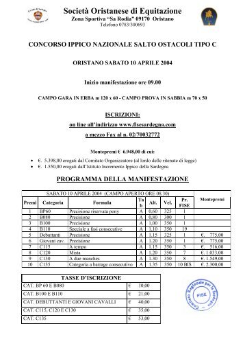 SocietÃ  Oristanese di Equitazione - FISE Comitato Regionale ...