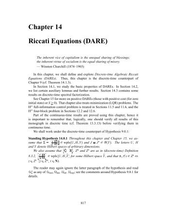 Chapter 14 Riccati Equations (DARE)