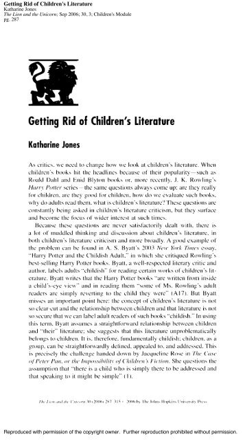 Getting Rid of Children's Literature - Ecu