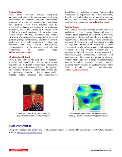 Physics Graduate Brochure - Physics - North Carolina State University