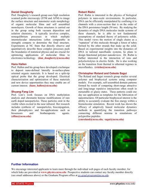 Physics Graduate Brochure - Physics - North Carolina State University