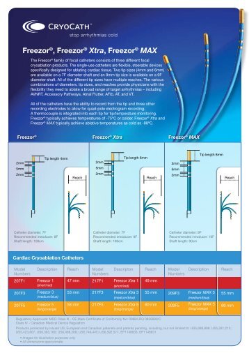 FreezorÂ®, FreezorÂ® Xtra, FreezorÂ® MAX - CryoCath