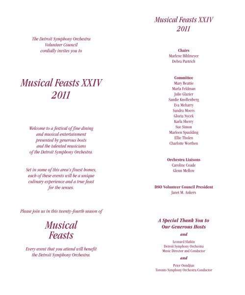 Musical Feasts Musical Feasts XXIV 2011 - Detroit Symphony ...