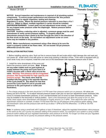 Cycle Gard® IV Installation Instructions Model CB152E 1” Flomatic ...