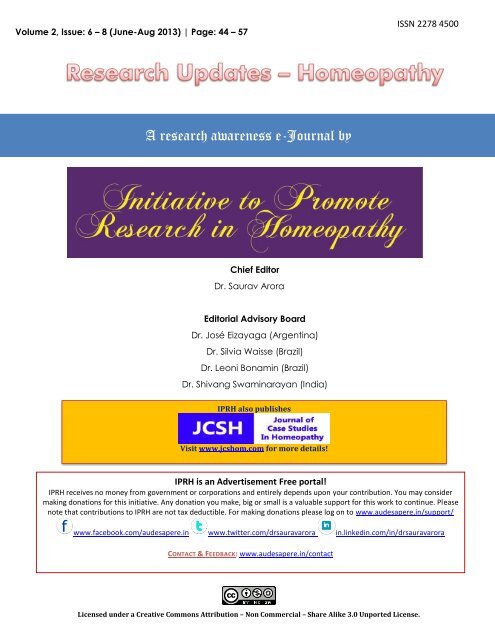 Research Updates - Homeopathy - Initiative to Promote Research in ...