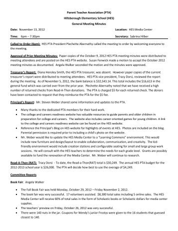 General Meeting Minutes Date - Orange County Schools