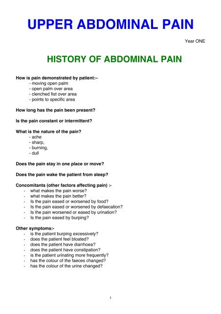 UPPER ABDOMINAL PAIN - Medwords.com.au