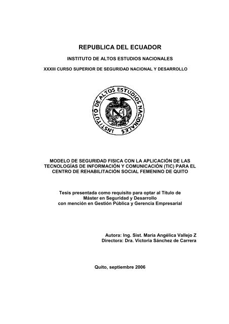 republica del ecuador - Repositorio Digital IAEN - Instituto de Altos ...