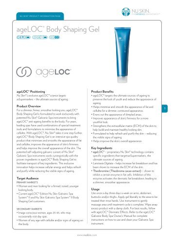 ageLOCÂ® Body Shaping Gel - Nu Skin Force for Good Foundation