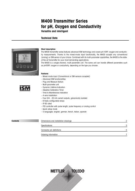M400 Transmitter Series for pH, Oxygen and - Mettler Toledo