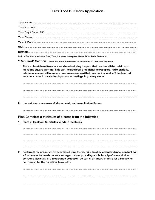 Application Form Missouri Federation Of Square Round Dance