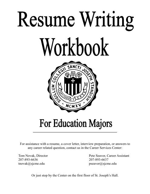 education resume workbook for web - Saint Joseph's College of Maine