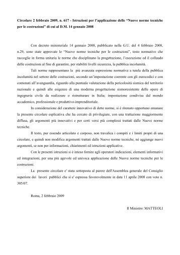 Circolare n. 617 del 2/02/2009: Istruzioni per l - ReLUIS