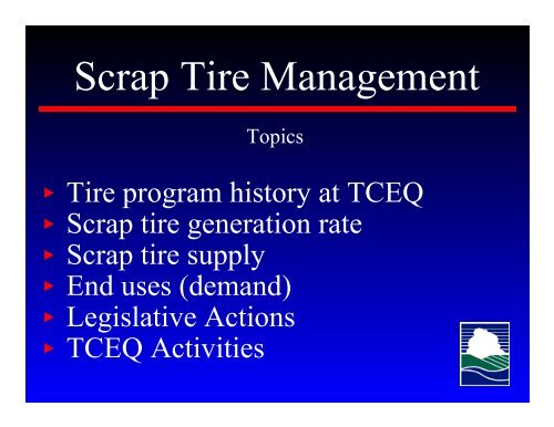 Scrap Tire Management In Texas