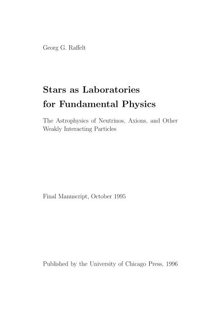 Stars as Laboratories for Fundamental Physics - MPP Theory Group