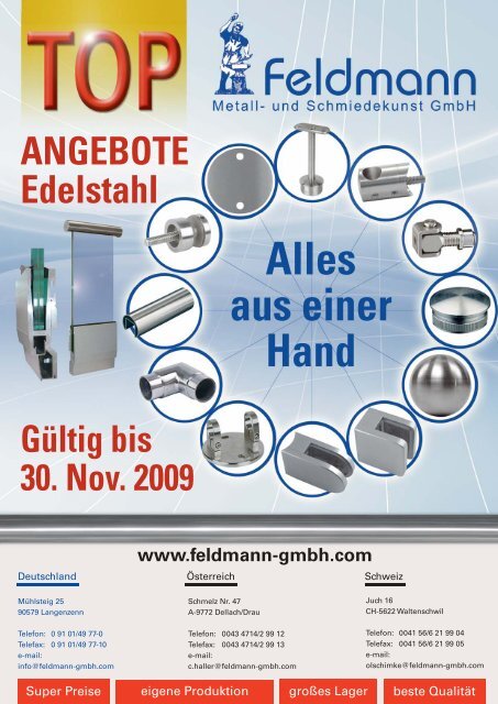 Sonderangebot Juli 09 Edelstahl - Feldmann Gmbh