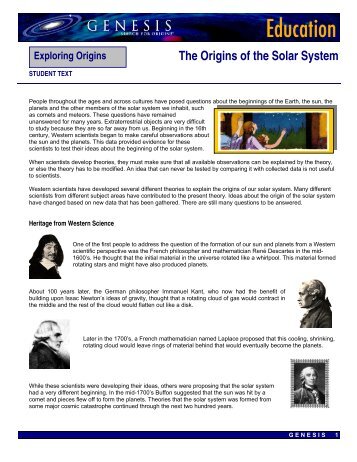 The Origins of the Solar System - Genesis