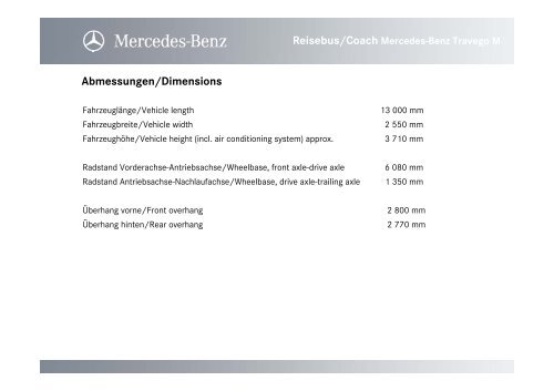 Abmessungen/Dimensions; GesamtlÃ¤nge/Total Length 13 ... - Daimler