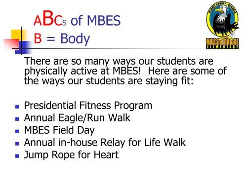 ABCs of MBES - Oconee County Schools