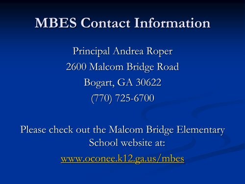 ABCs of MBES - Oconee County Schools