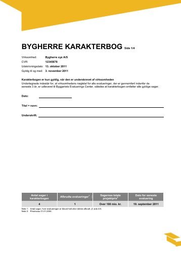 BYGHERRE KARAKTERBOG Side 1/4 - Byggeriets Evaluerings ...