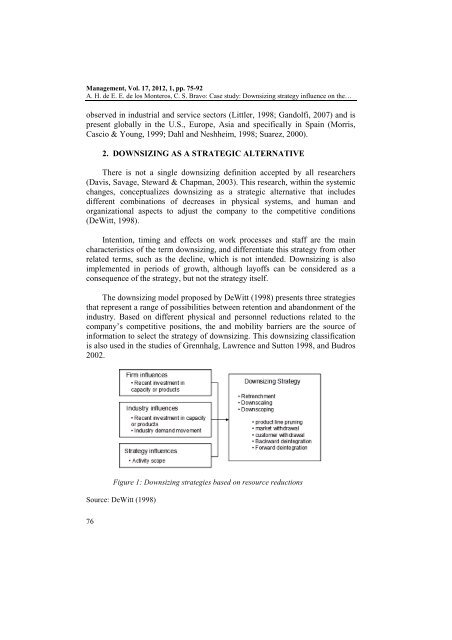 Case study: Downsizing strategy influence on the structure of the firm