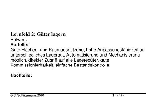 Lernfeld 2: GÃ¼ter lagern